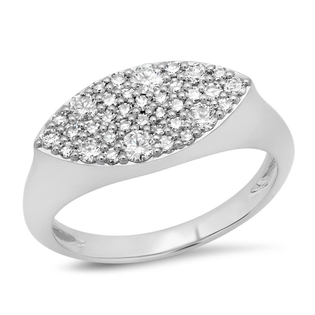 14K White Gold Diamond Evil Eye Signet Ring